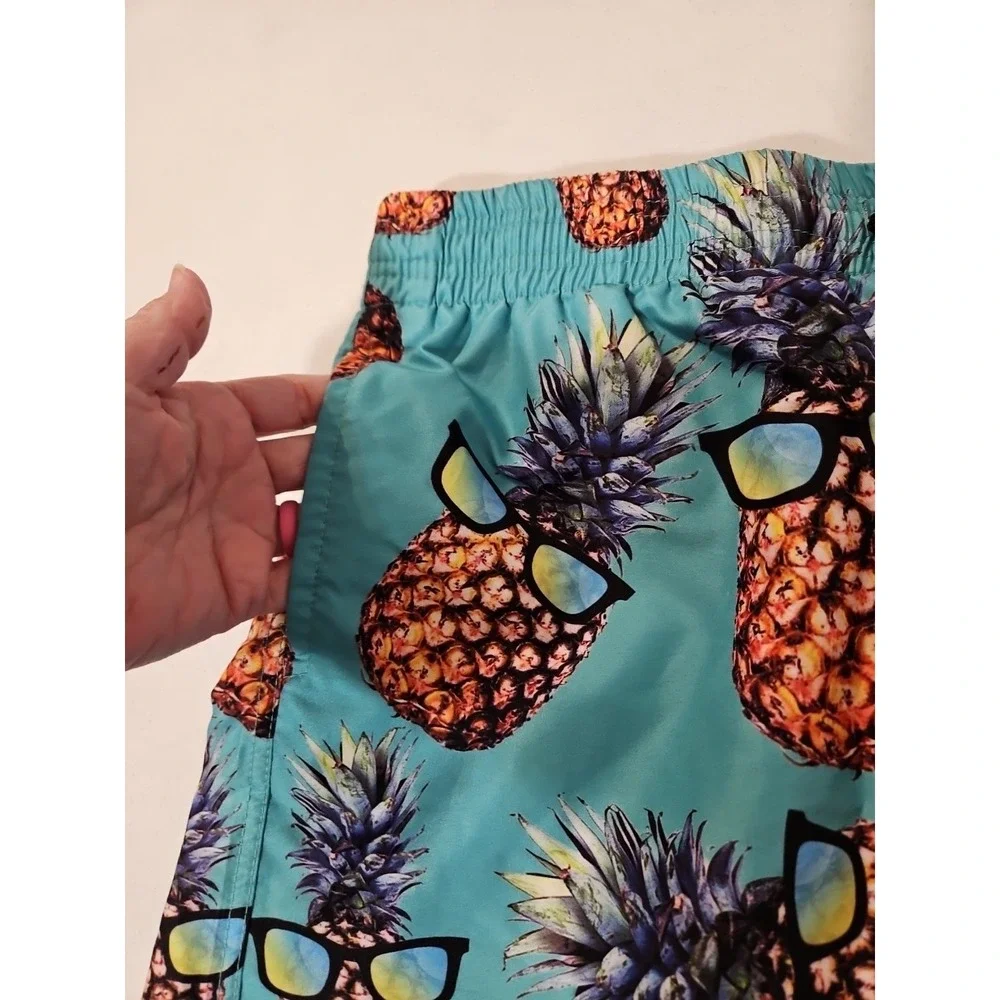 Pineapple Swim Trunks‎ Mens Size Large Net Liner Pockets Beach Volleyball (1403